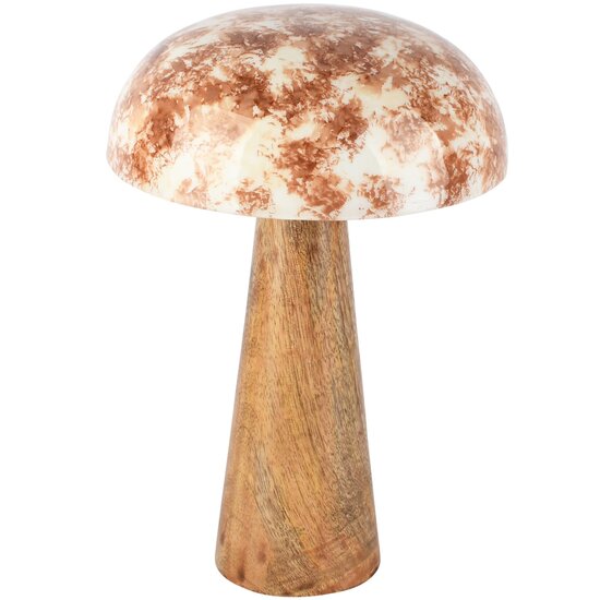 Dekoratief | Paddenstoel 'Brown Blush', hout/enamel, 15x15x21cm | A268008