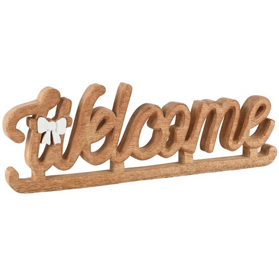 Dekoratief | Deco 'Welcome', naturel/wit, hout, 39x3x13cm | A268003