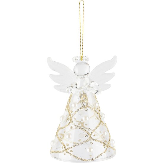 Dekoratief | Hanger engel, transparant/champagne, glas, 5x5x8cm | A265998