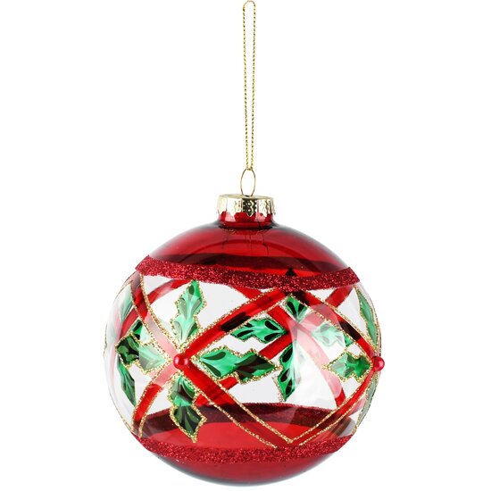 Dekoratief | Hanger bal, rood/groen, glas, 10x10x10cm | A265986