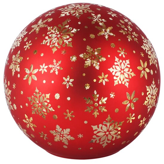 Dekoratief | Deco bol 'Starry Night', rood/goud, glas, roterend, LED, 15x15x15cm | A265966
