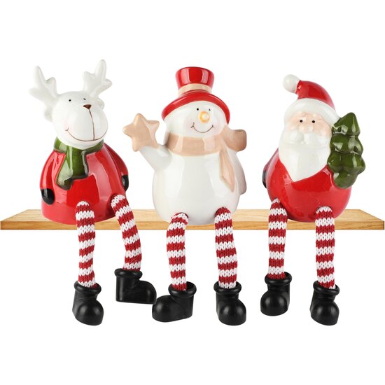 Dekoratief | Rudolf/sneeuwman/santa m/hangbenen, dolomiet, 8x5x10cm, set van 3 stuks | A265956