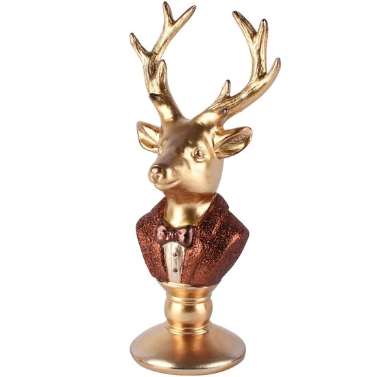 Dekoratief | Buste hert, brons/goud, resina, 14x11x29cm | A265928