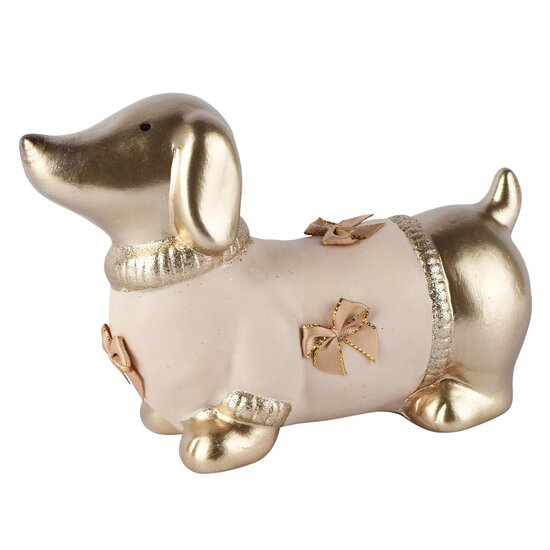Dekoratief | Deco hond 'Carlo', goud/roze, TC, 18x7x12cm | A265927