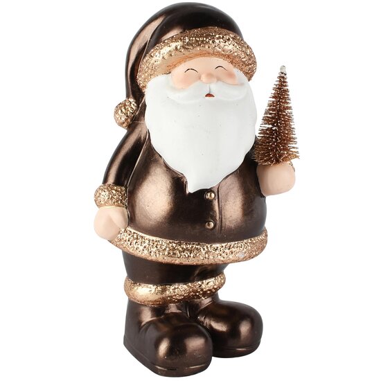 Dekoratief | Santa m/boompje, brons/goud, TC, 14x12x25cm | A265919