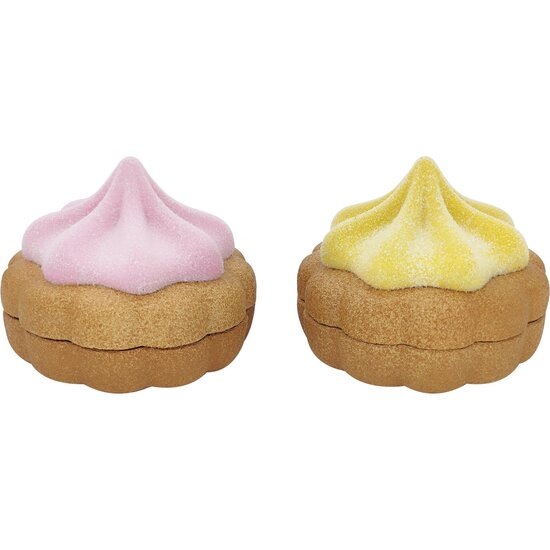 Dekoratief | Snoepdoos nic-nac, roze/geel, resina, 18x18x13,5cm, set van 2 stuks | A265911