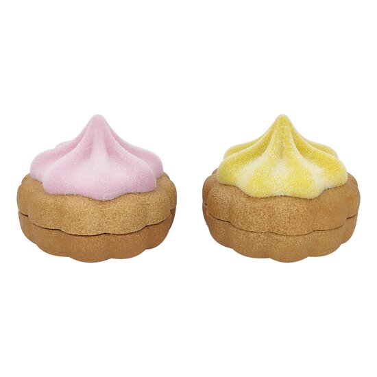 Dekoratief | Snoepdoos nic-nac, roze/geel, resina, 14x14x10,5cm, set van 2 stuks | A265910