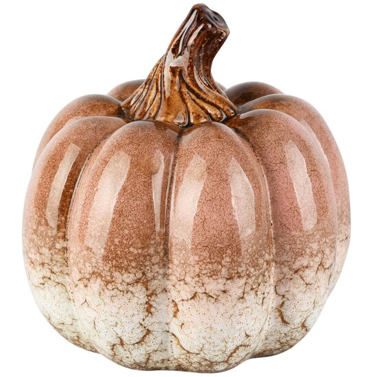 Dekoratief | Deco pompoen, roze/creme, porselein, 15x15x15cm | A265863