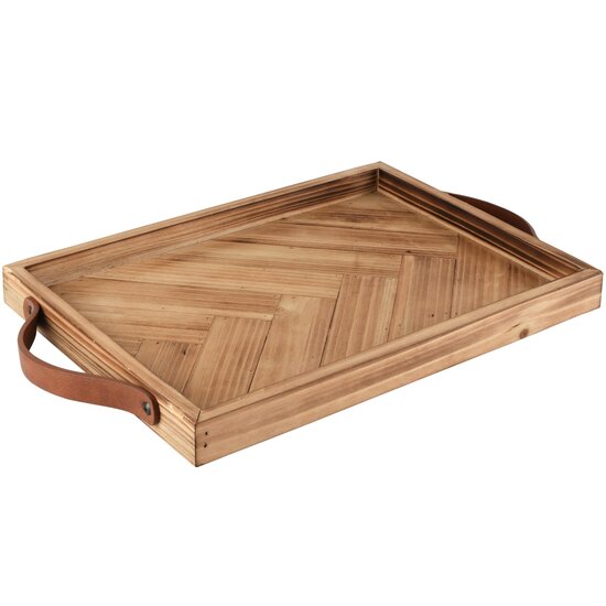 Dekoratief | Dienblad rechthoek m/handvaten, naturel, hout, 35x25x3cm | A265809