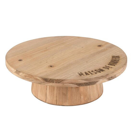 Dekoratief | Dienblad op voet 'Maison De Bonheur', naturel, hout, 28x28x9cm | A265801