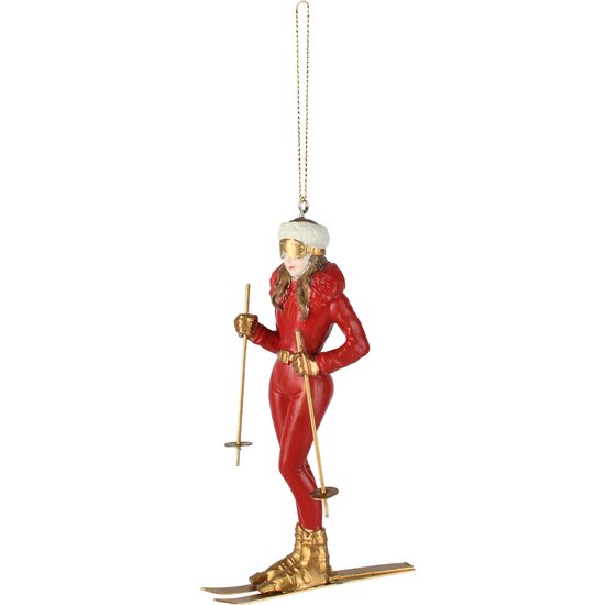 Dekoratief | Hanger skimeisje, rood/goud, resina, 4x8x13cm | A265736