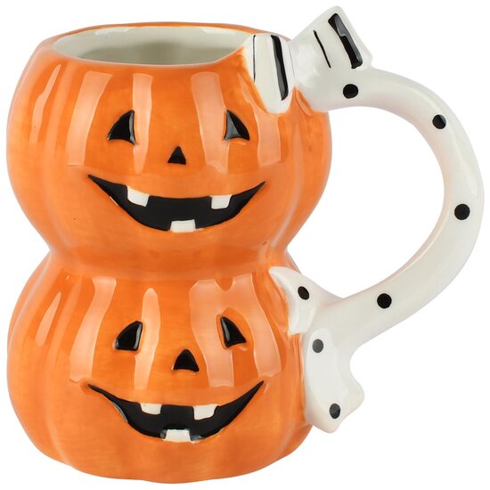 Dekoratief | Mok halloweenpompoenen, oranje, keramiek, 13x9x12cm | A265370