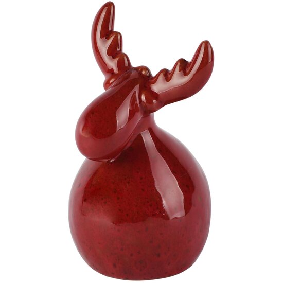 Dekoratief | Deco rendier zittend, rood, keramiek, 11x10x15cm | A265377