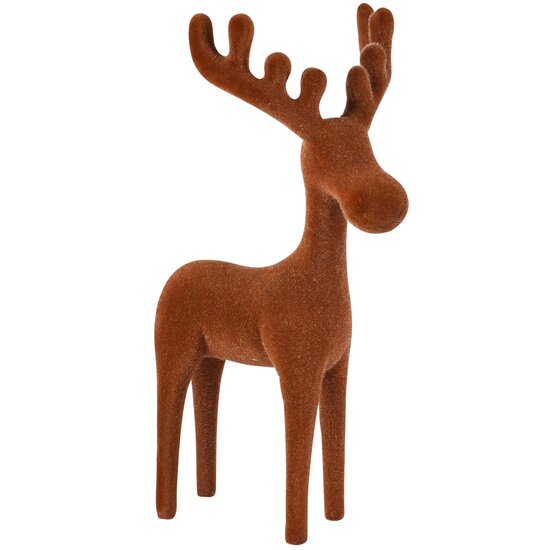 Dekoratief | Rendier staand 'Flocked', bruin, resina/polyester, 14x10x25cm | A265629