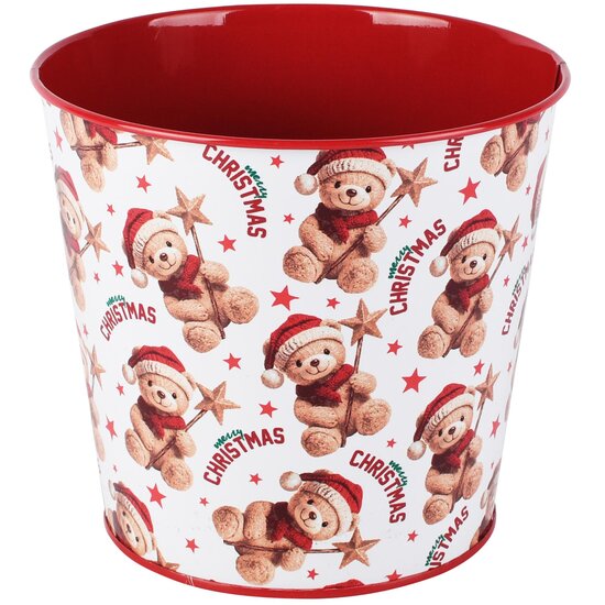 Dekoratief | Bloempot 'Festive Teddy', metaal, 15x15x14cm | A265609