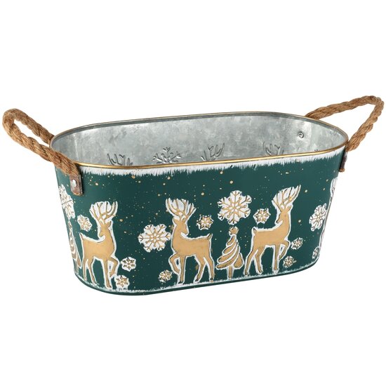 Dekoratief | Bloempot ovaal 'Moonlight Deer', metaal, 32x18x15cm | A265603