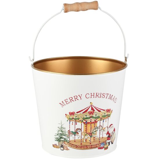 Dekoratief | Bloempot m/oor 'Christmas Carrousel', metaal, 18x18x15cm | A265600