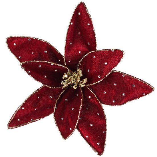 Dekoratief | Deco bloem op clip, rood, polyester, 20x20cm | A265532