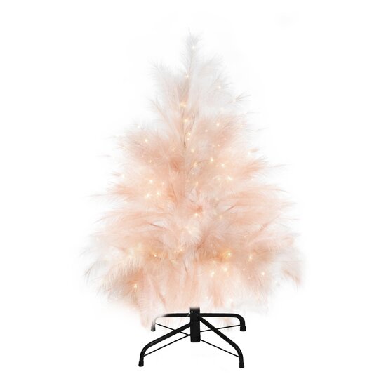 Dekoratief | Decoratieboom 'Royal Feathers - Dusty Pink', 124 LED, 120cm | A265563