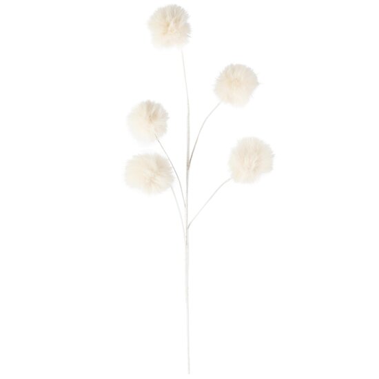 Dekoratief | Deco tak pompom, wit, polyester, 4x16x60cm | A265542