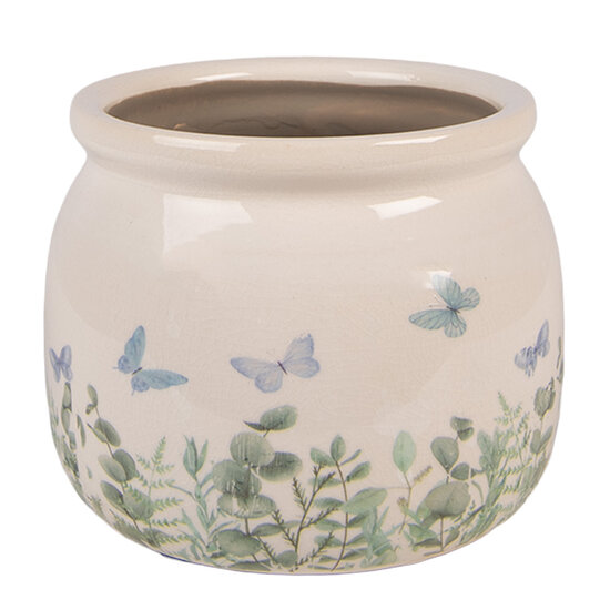 Clayre &amp; Eef | Bloempot Binnen Beige Groen &oslash; 12x10 cm | 6CE2441S