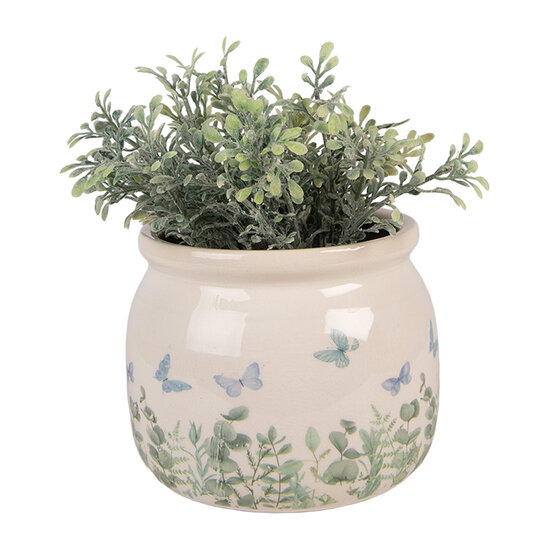 Clayre &amp; Eef | Bloempot Binnen Beige Groen &oslash; 12x10 cm | 6CE2441S