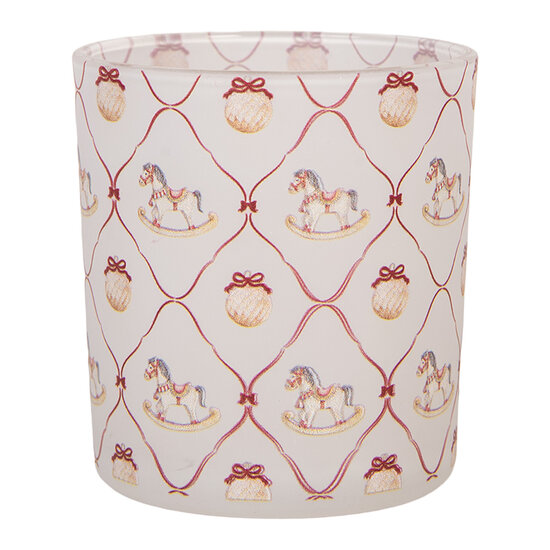 Clayre &amp; Eef | Waxinelichthouder Wit Rood &oslash; 7x8 cm | 6GL5460