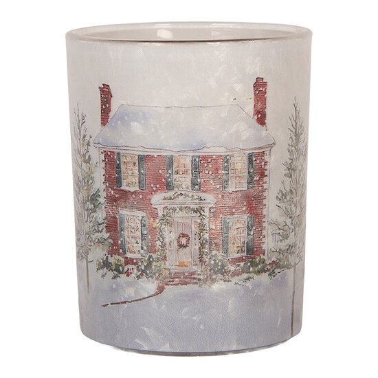 Clayre &amp; Eef | Waxinelichthouder Wit Rood &oslash; 10x13 cm | 6GL5463
