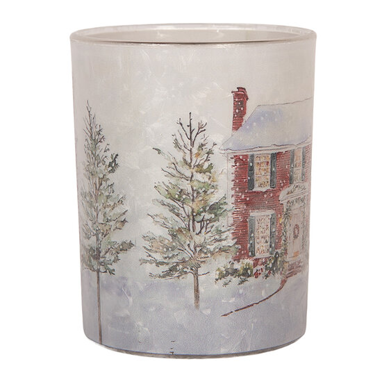 Clayre &amp; Eef | Waxinelichthouder Wit Rood &oslash; 10x13 cm | 6GL5463