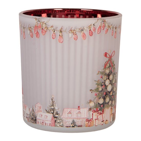 Clayre &amp; Eef | Waxinelichthouder Grijs Rood &oslash; 7x8 cm | 6GL5466