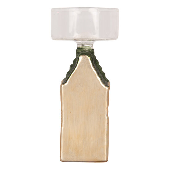 Clayre &amp; Eef | Waxinelichthouder Zilverkleurig Groen 5x5x12 cm | 6GL5476