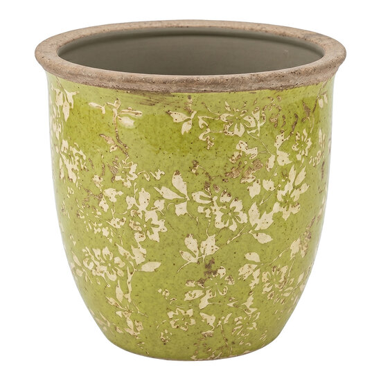 Clayre &amp; Eef | Bloempot Binnen Groen Beige &oslash; 17x17 cm | 6CE2446L