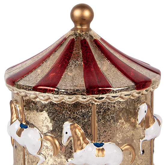 Clayre &amp; Eef | Decoratie Draaimolen met LED Goudkleurig Rood &oslash; 15x17 cm / 3xAA | 6GL5477