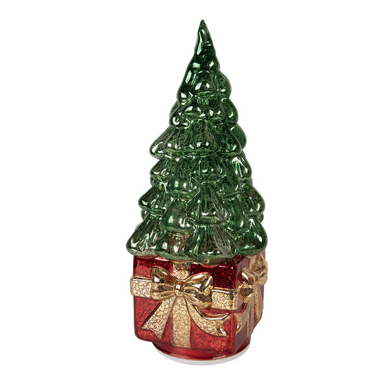 Clayre &amp; Eef | Kerstdecoratie Kerstboom met LED Groen Rood 13x13x30 cm / 3xAA | 6GL5480