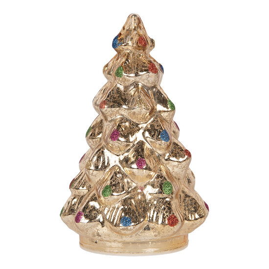 Clayre &amp; Eef | Kerstdecoratie Kerstboom met LED Zilverkleurig &oslash; 12x18 cm | 6GL5481