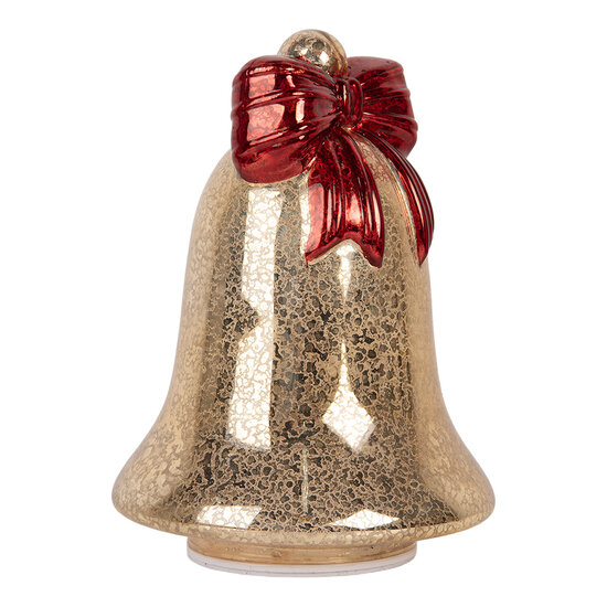 Clayre &amp; Eef | Decoratie Bel met LED Goudkleurig Rood &oslash; 15x21 cm | 6GL5483