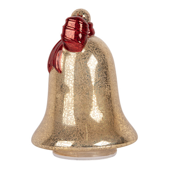 Clayre &amp; Eef | Decoratie Bel met LED Goudkleurig Rood &oslash; 15x21 cm | 6GL5483