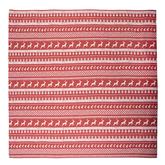 Clayre &amp; Eef | Vierkant Tafelkleed Kerst Rood, Beige 100x100 cm | NOCN01
