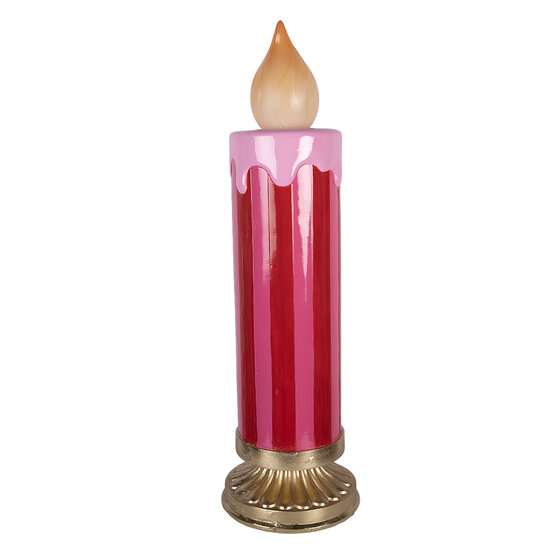 Clayre &amp; Eef | Decoratie kaars met LED Rood Goudkleurig &oslash; 23x78 cm | 5MG0112