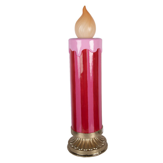 Clayre &amp; Eef | Decoratie kaars met LED Rood Goudkleurig &oslash; 23x78 cm | 5MG0112