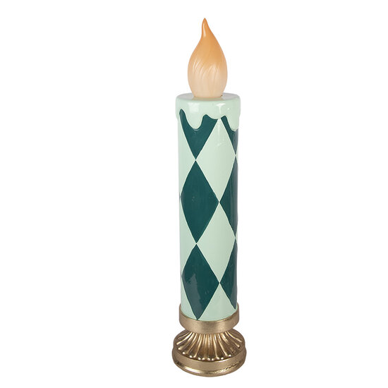 Clayre &amp; Eef | Decoratie kaars met LED Groen Goudkleurig &oslash; 13x57 cm / 2xAA | 5MG0113