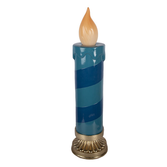 Clayre &amp; Eef | Decoratie kaars met LED Blauw Goudkleurig &oslash; 18x67 cm / 2xAA | 5MG0114