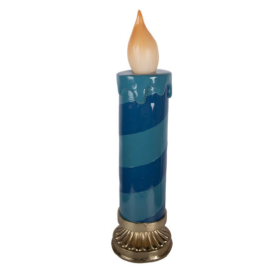 Clayre &amp; Eef | Decoratie kaars met LED Blauw Goudkleurig &oslash; 18x67 cm / 2xAA | 5MG0114