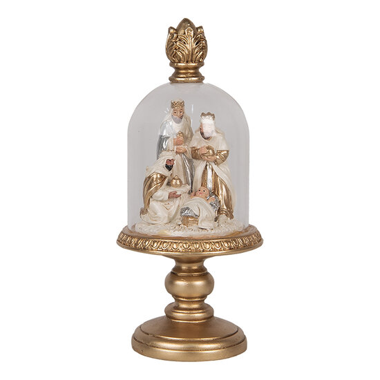 Clayre &amp; Eef | Glazen Stolp met decoratie Goudkleurig Beige &oslash; 9x22 cm | 66100
