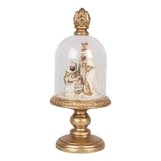 Clayre &amp; Eef | Glazen Stolp met decoratie Goudkleurig Beige &oslash; 9x22 cm | 66100