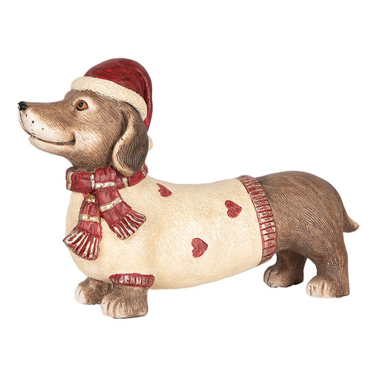 Clayre &amp; Eef | Beeld Hond Bruin Rood 42x12x27 cm | 6MG0148