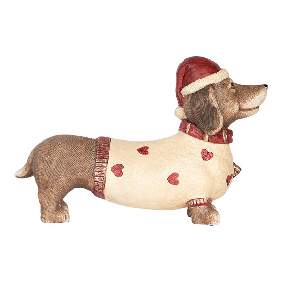 Clayre &amp; Eef | Beeld Hond Bruin Rood 42x12x27 cm | 6MG0148