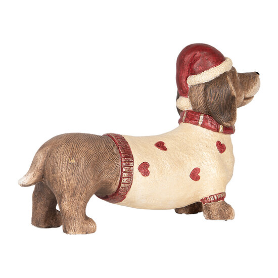 Clayre &amp; Eef | Beeld Hond Bruin Rood 42x12x27 cm | 6MG0148