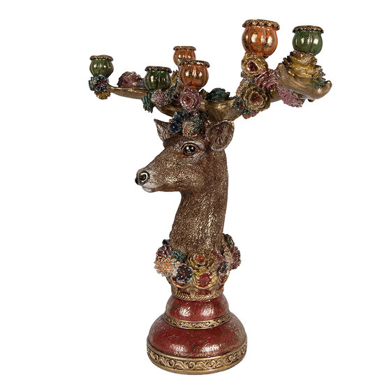 Clayre &amp; Eef | Kandelaar Hert Bruin Rood 51x21x50 cm | 6PR6051