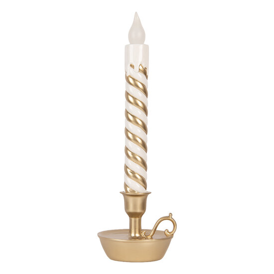 Clayre &amp; Eef | Decoratie kaars met LED Goudkleurig Wit 13x12x39 cm | 6PR6257